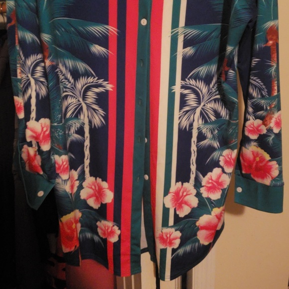 Royal Blue Floral Dress Top - Picture 3 of 5